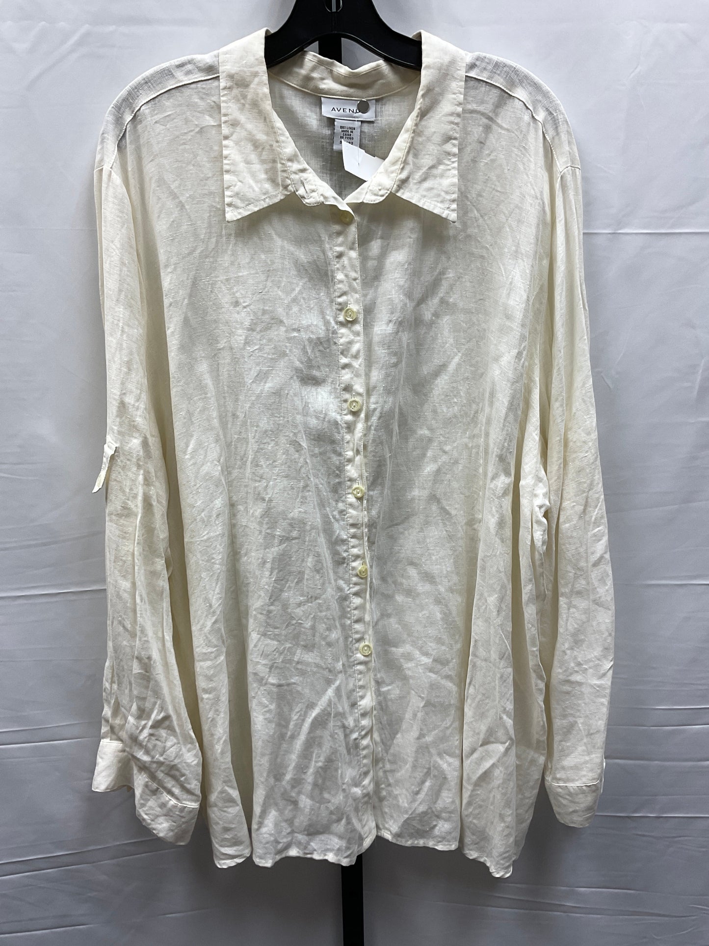 Cream Top Long Sleeve Avenue, Size 4x