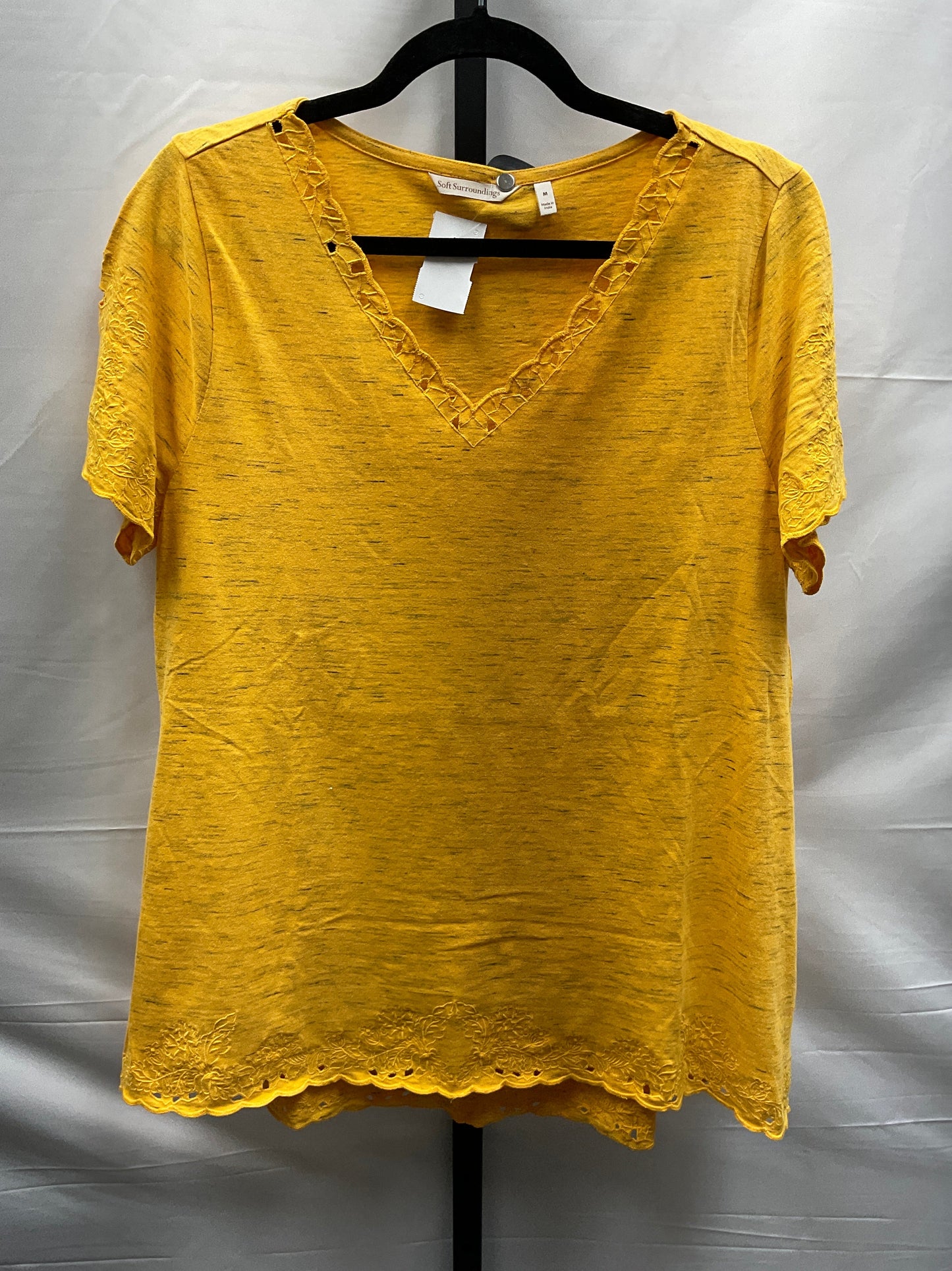Yellow Top Short Sleeve Soft Surroundings, Size M