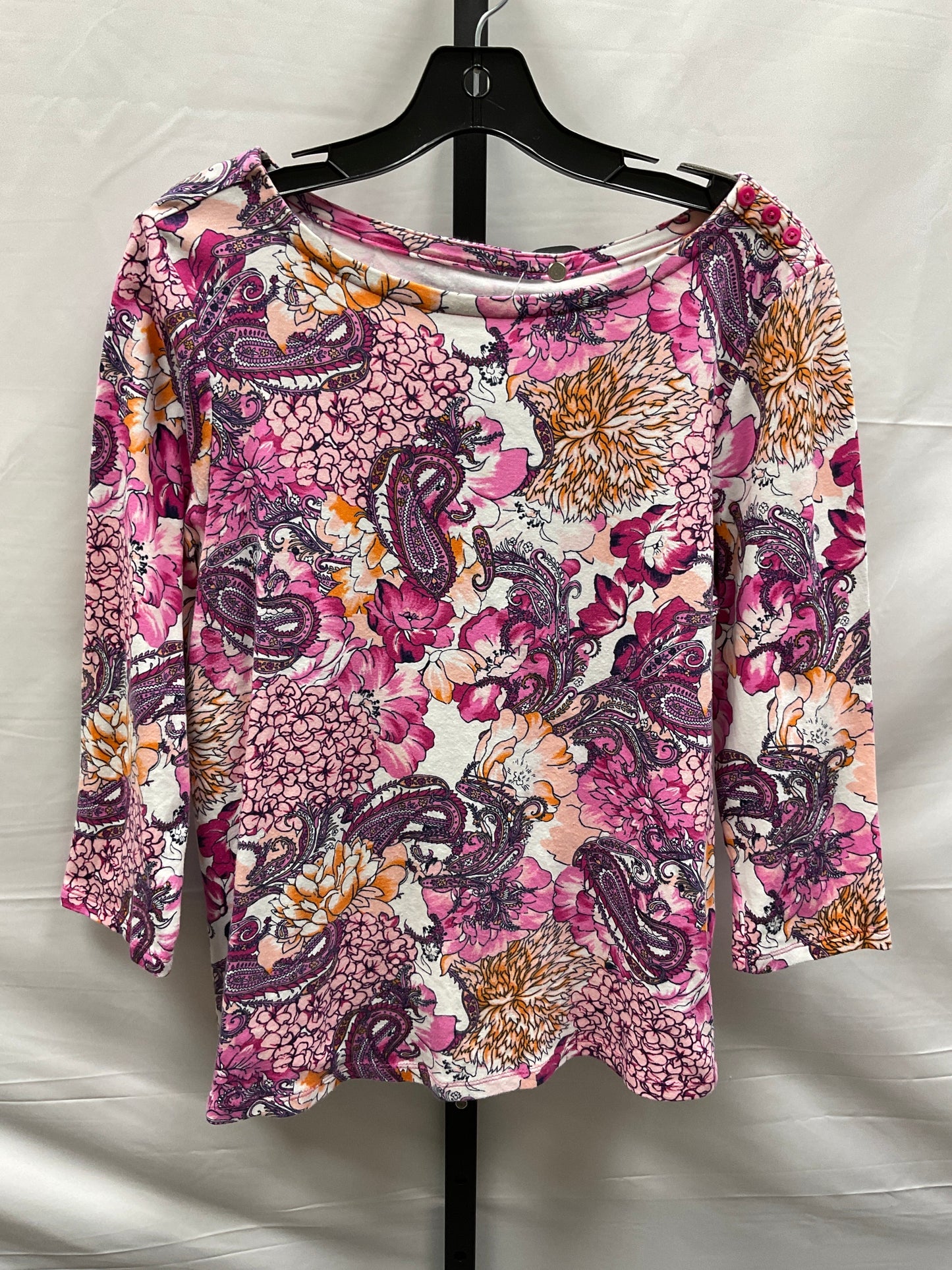 Floral Print Top 3/4 Sleeve Charter Club, Size L