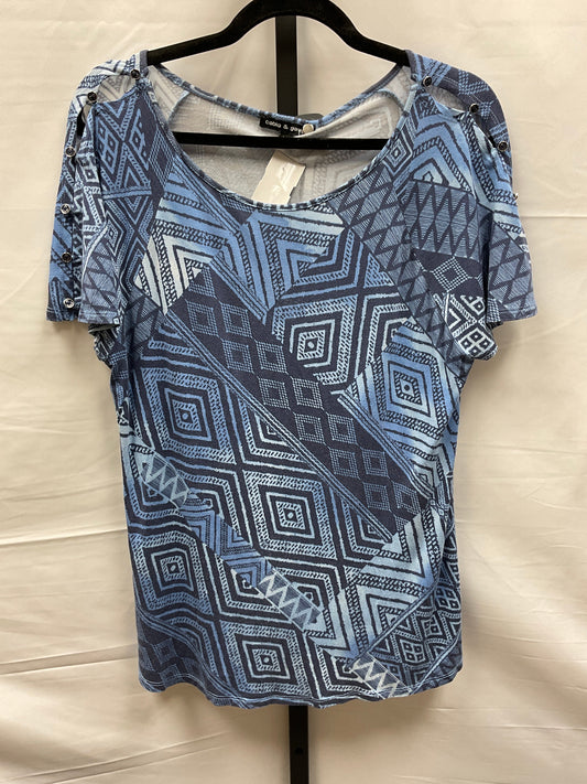 Blue Top Short Sleeve Cable And Gauge, Size L