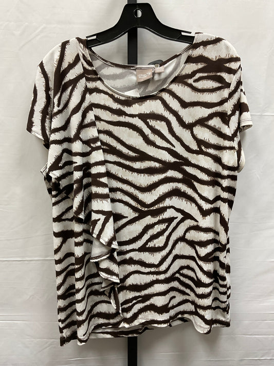 Striped Pattern Top Short Sleeve Chicos, Size Xl