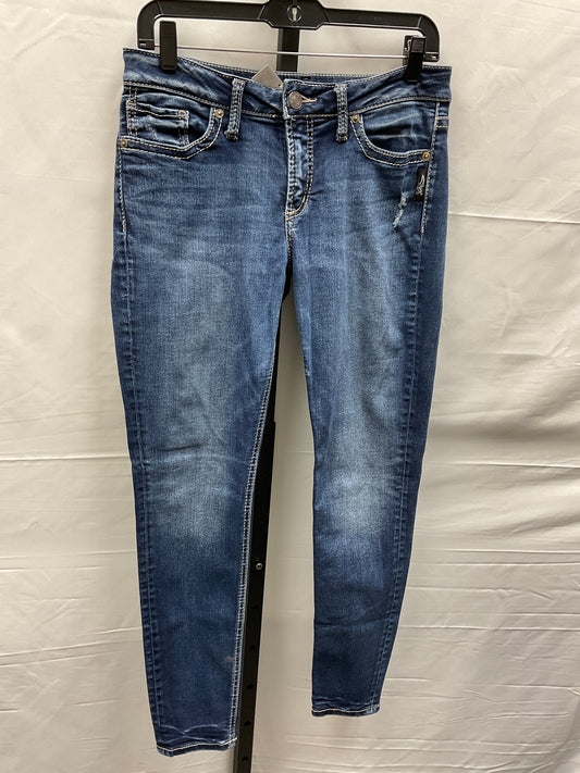 Blue Denim Jeans Skinny Silver, Size 8