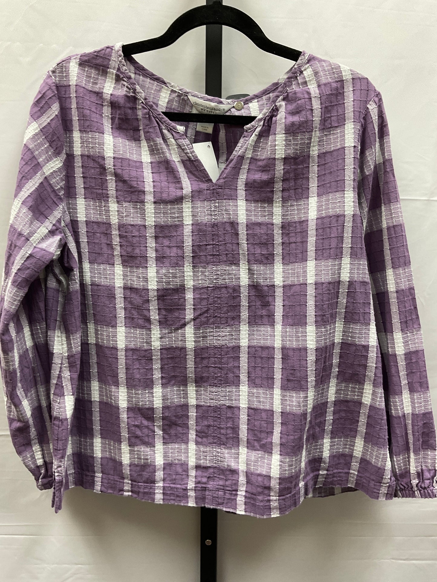 Purple Top Long Sleeve Christopher And Banks, Size Petite   Xl