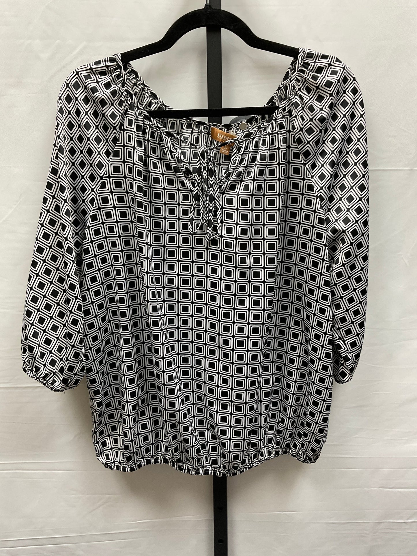 Black & White Top Long Sleeve Ellen Tracy, Size L