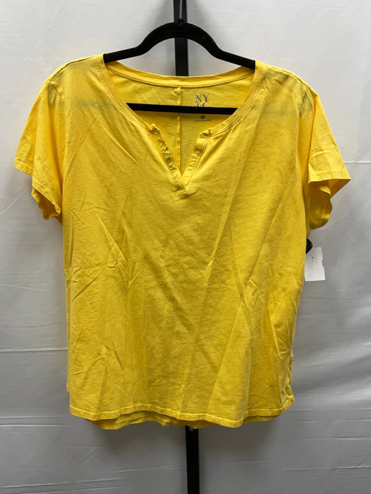 Yellow Top Short Sleeve Basic New York And Co, Size Xl