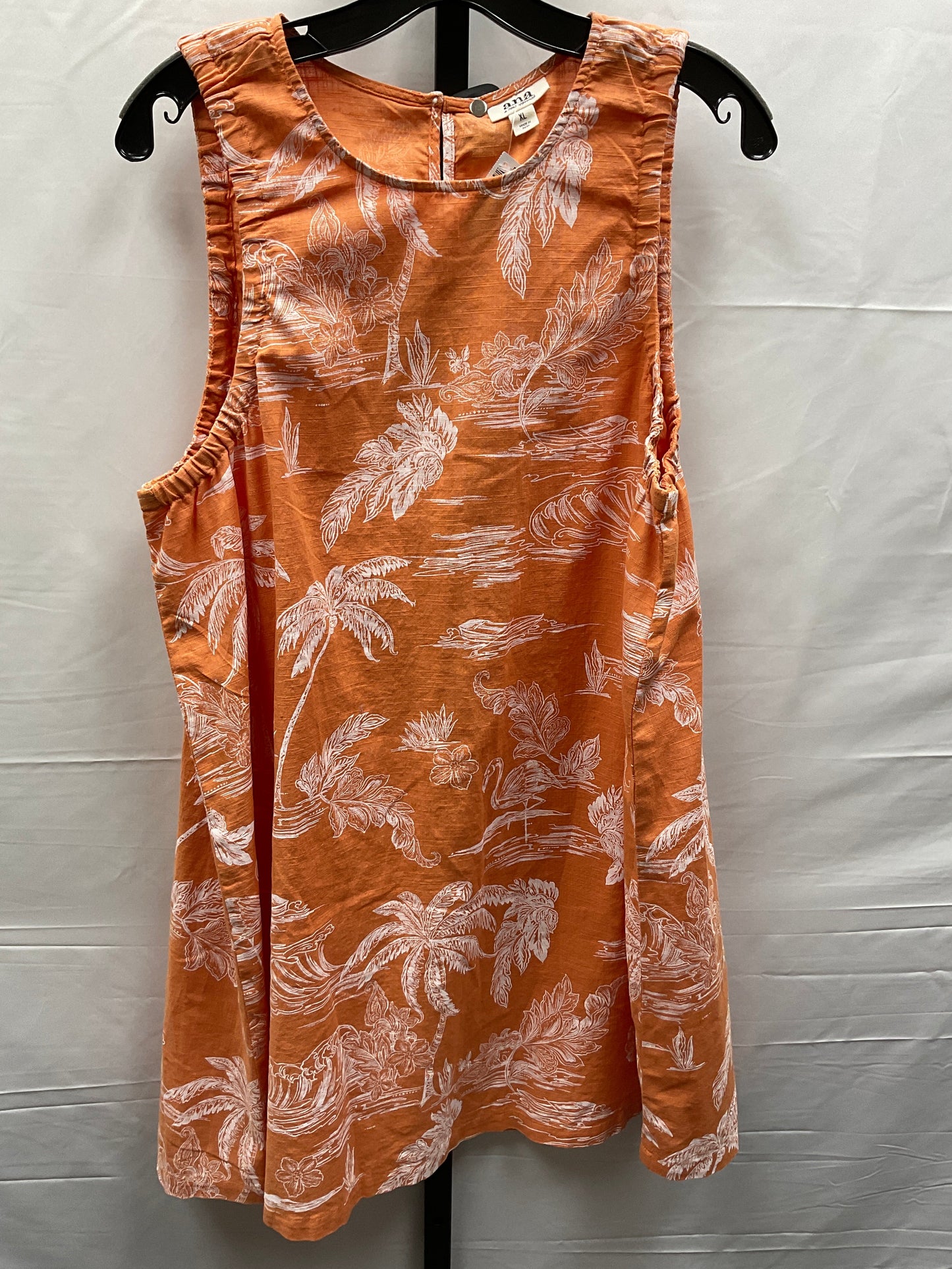 Orange & White Dress Casual Short Ana, Size Xl