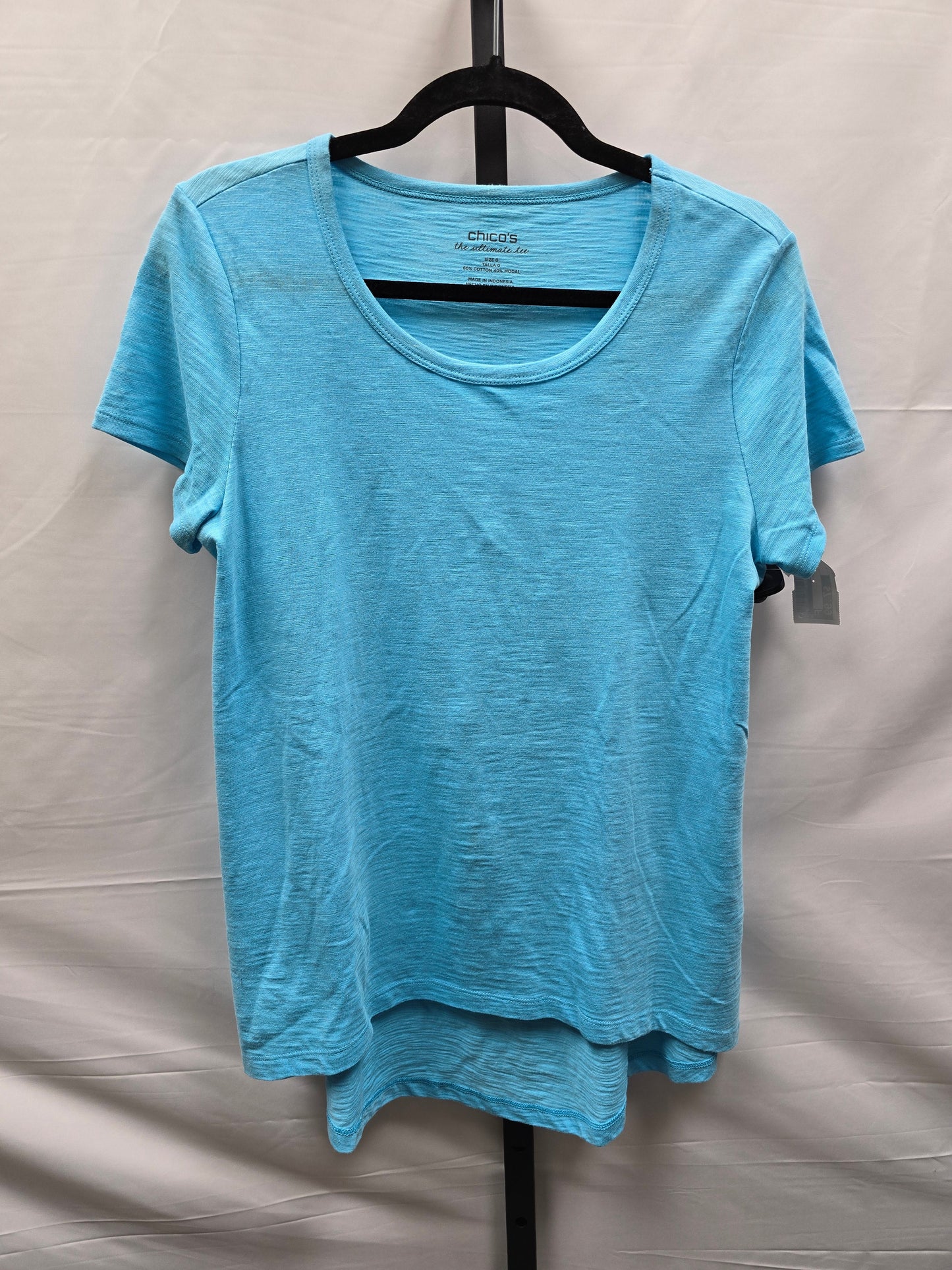 Blue Top Short Sleeve Basic Chicos, Size S