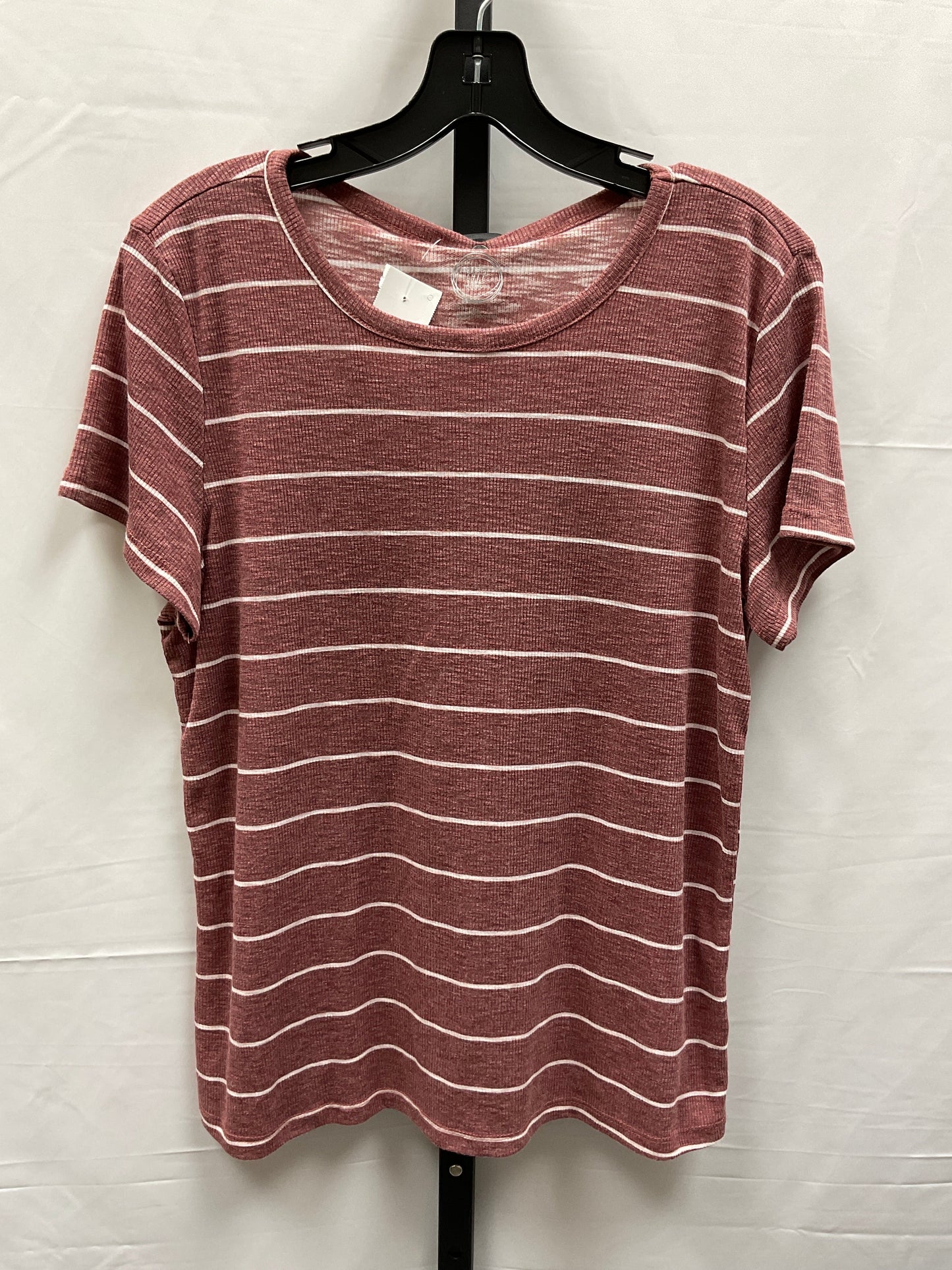 Striped Pattern Top Short Sleeve Basic Maurices, Size Xl