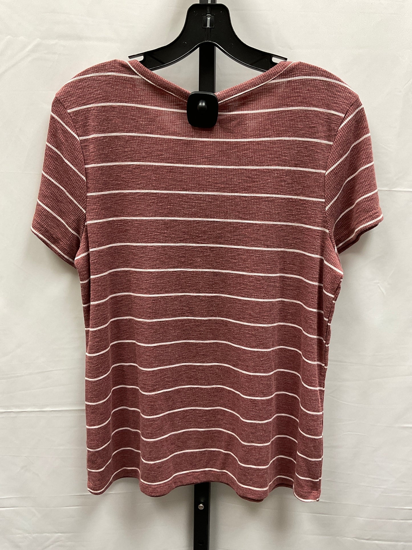 Striped Pattern Top Short Sleeve Basic Maurices, Size Xl