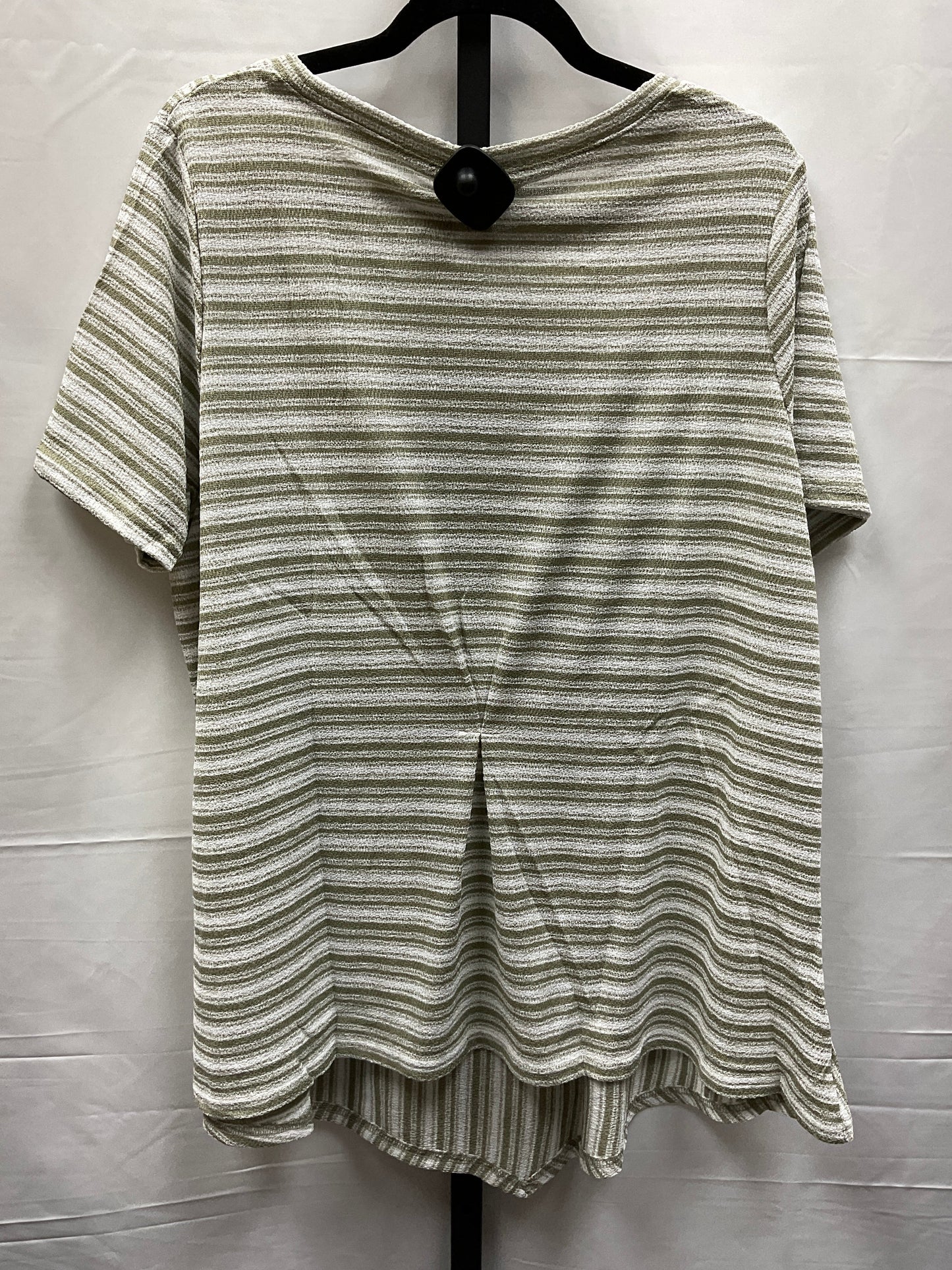 Green & White Top Short Sleeve Diane Gilman, Size 1x