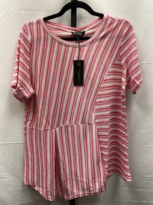 Red & White Top Short Sleeve Diane Gilman, Size L