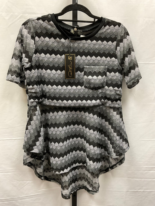 Black & Grey Top Short Sleeve Diane Gilman, Size S