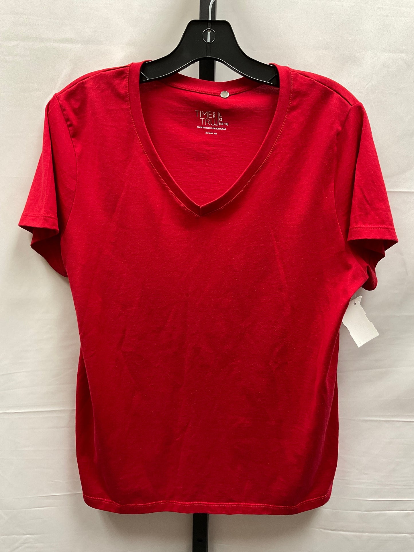 Red Top Short Sleeve Basic Time And Tru, Size L