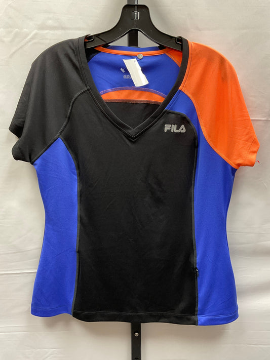 Black & Blue Athletic Top Short Sleeve Fila, Size L