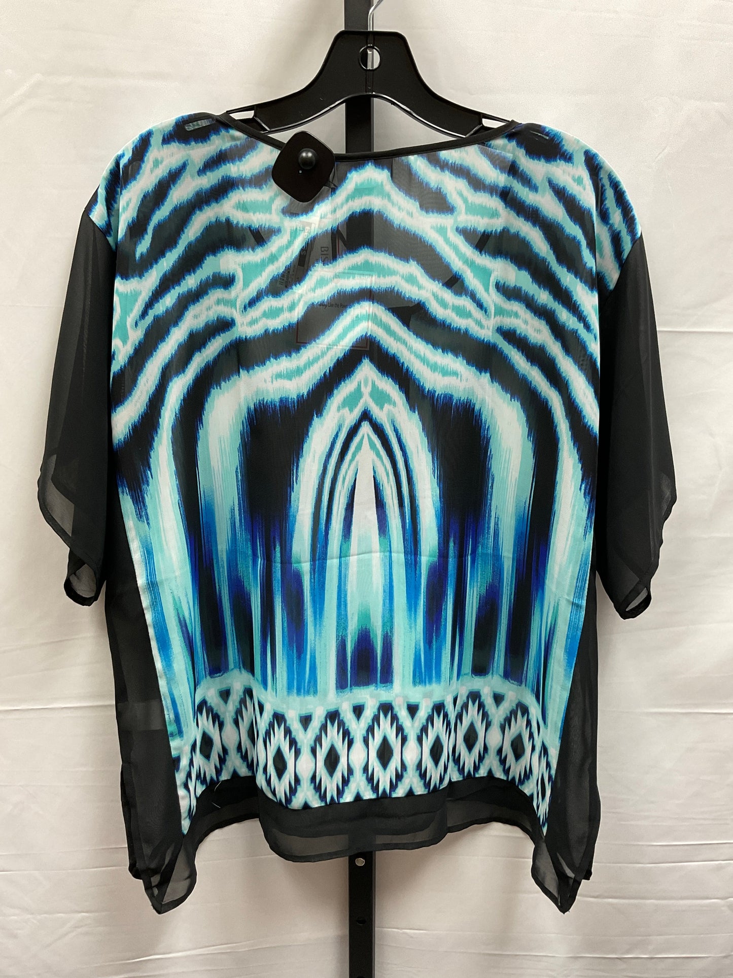 Black & Blue Top Short Sleeve Bisou Bisou, Size Xs