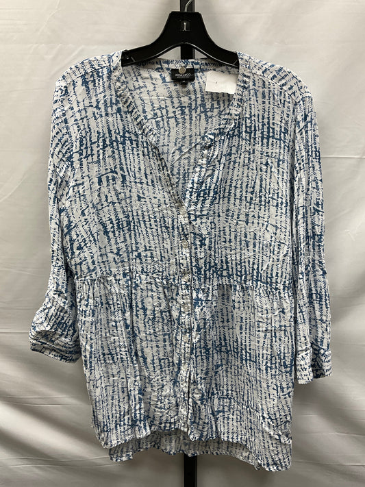 Blue & White Top Long Sleeve Jones And Co, Size 1x