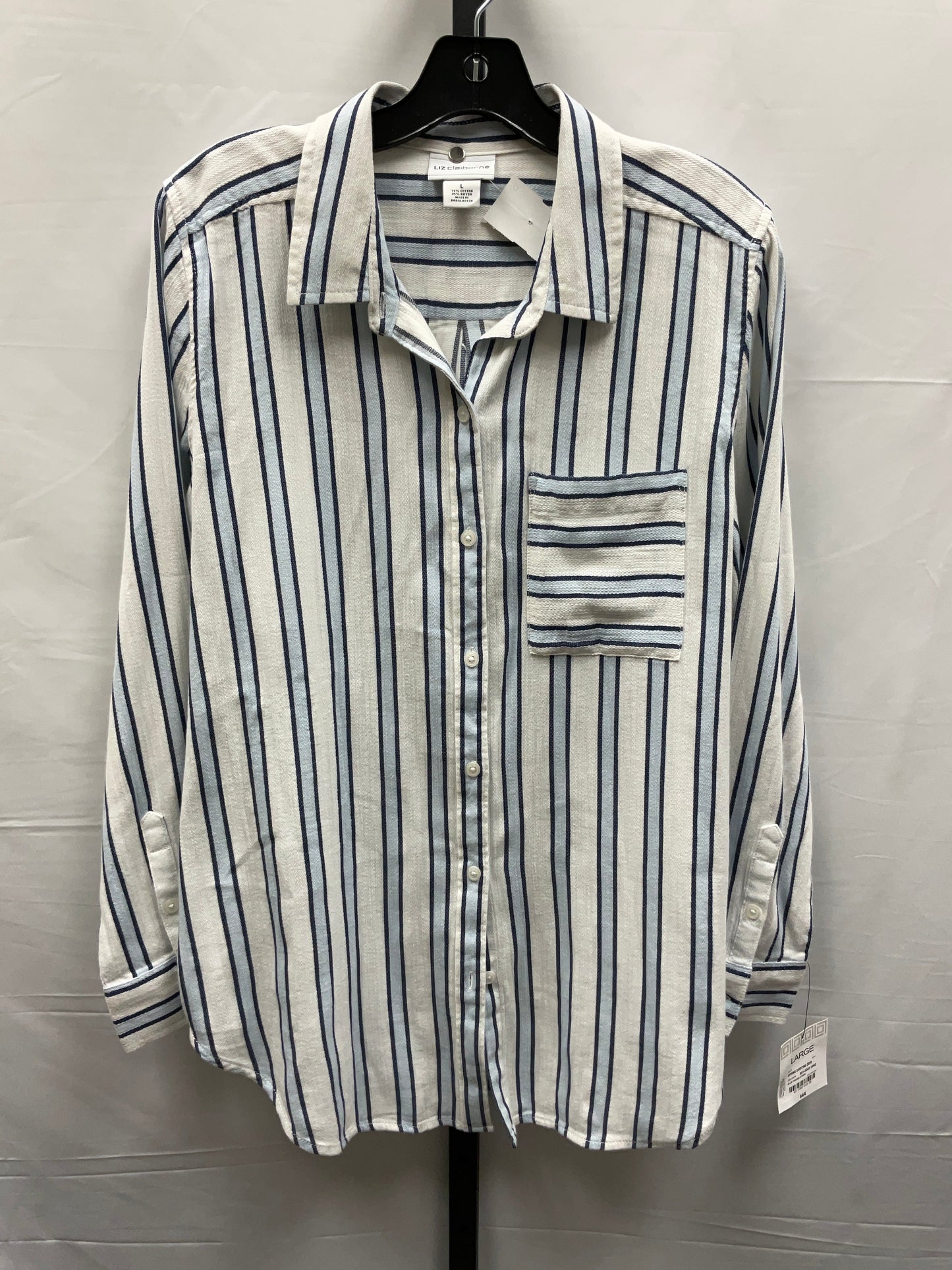 Striped Pattern Top Long Sleeve Liz Claiborne, Size L