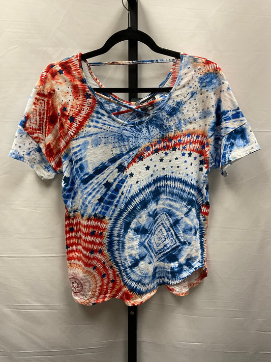 Blue Red & White Top Short Sleeve Onque, Size Xl