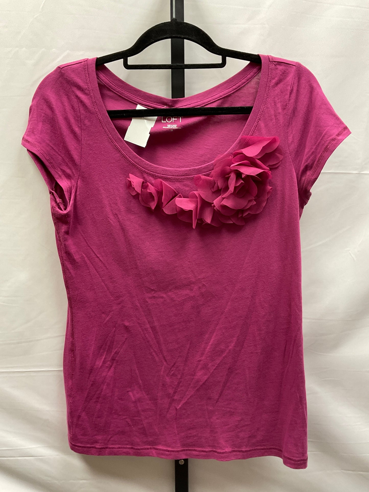 Pink Top Short Sleeve Loft, Size M