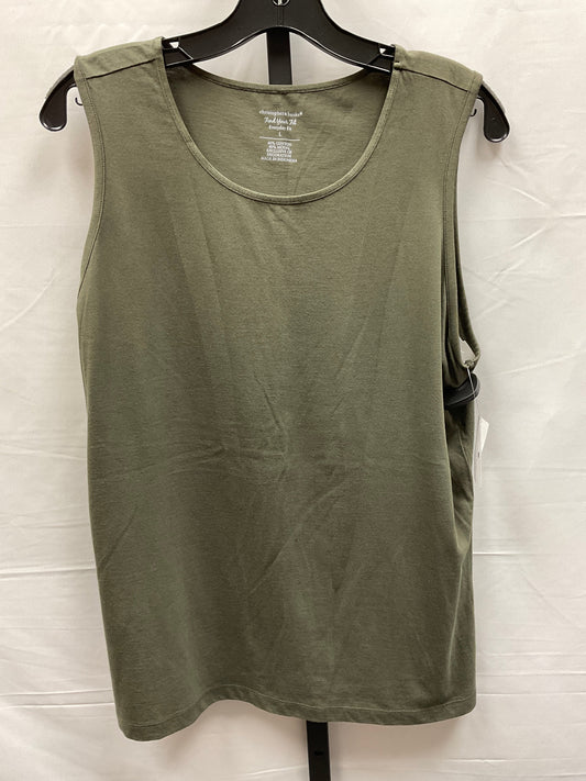 Green Top Sleeveless Basic Christopher And Banks, Size L