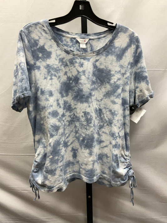 Tie Dye Print Top Short Sleeve Basic Intro, Size Petite L