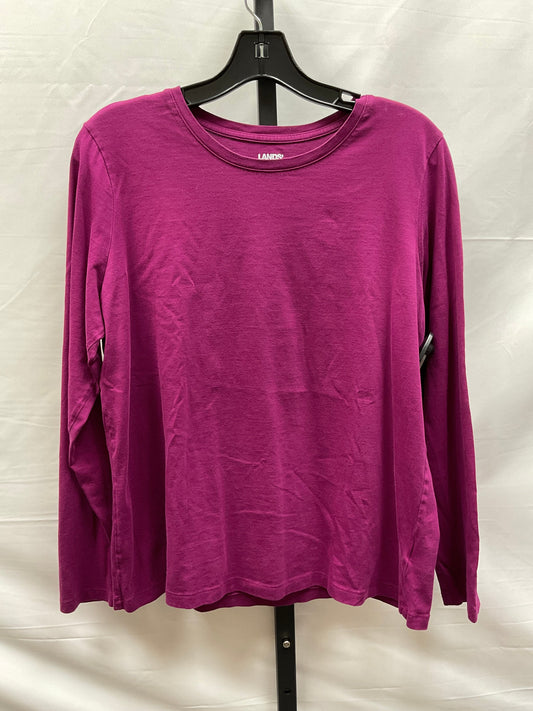 Purple Top Long Sleeve Basic Lands End, Size Petite  M