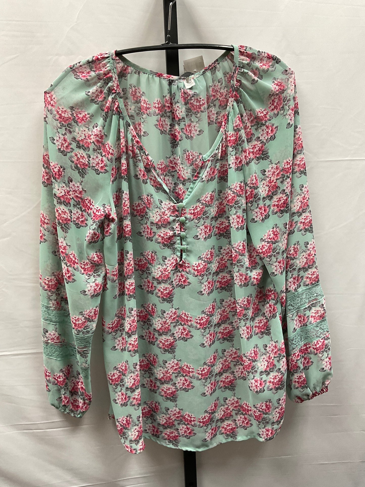 Floral Print Top Long Sleeve Clothes Mentor, Size S