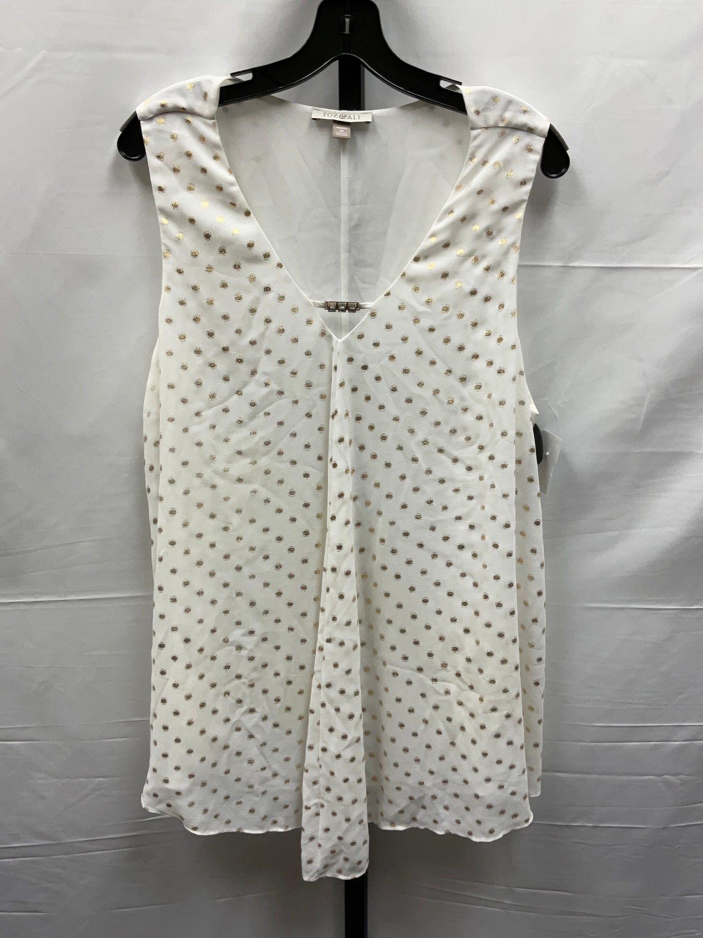 Gold & White Top Sleeveless Roz And Ali, Size 1x