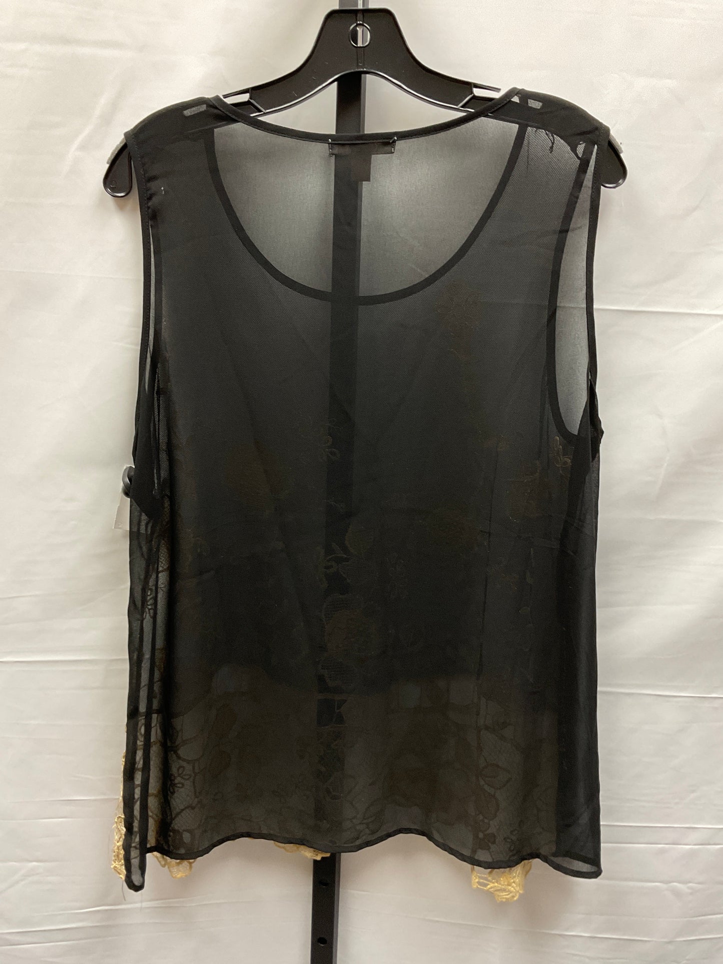 Black & Gold Top Sleeveless Roz And Ali, Size 1x