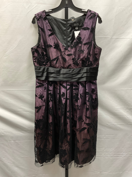 Black & Purple Dress Party Midi R And M Richards, Size L