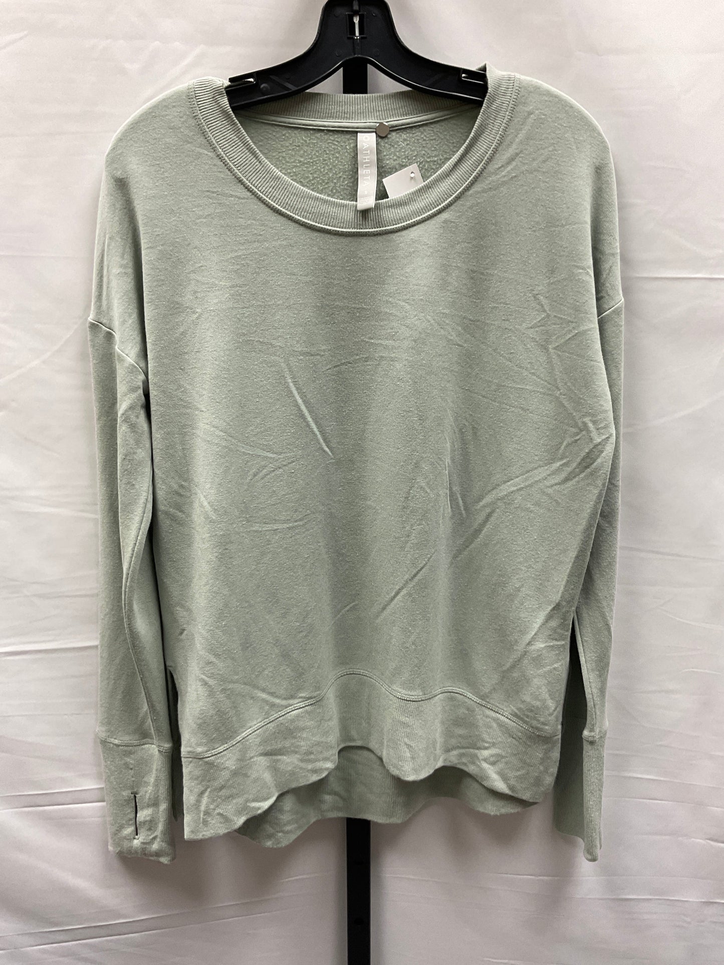 Green Athletic Top Long Sleeve Crewneck Athleta, Size S