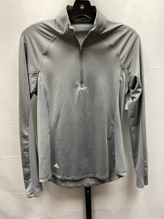 Grey Athletic Top Long Sleeve Collar Adidas, Size Xs