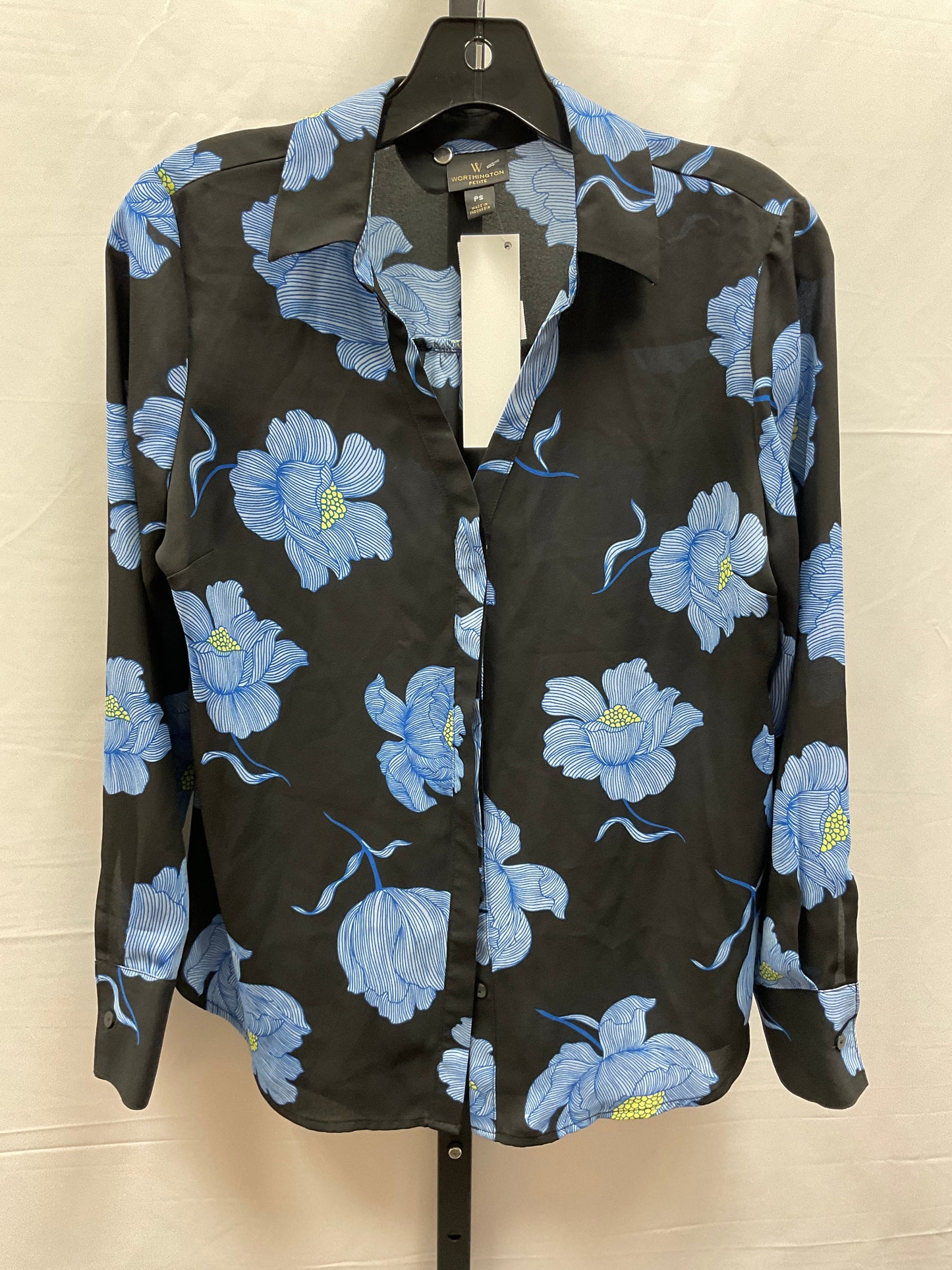 Floral Print Top Long Sleeve Worthington, Size Petite   S