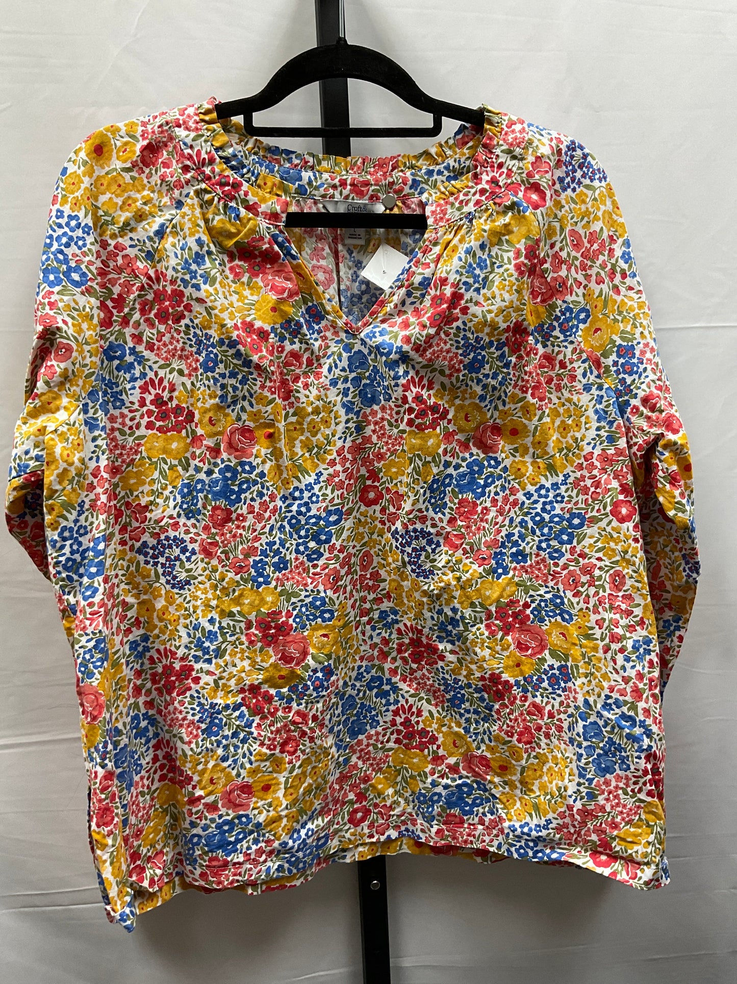 Floral Print Top Long Sleeve Croft And Barrow, Size L