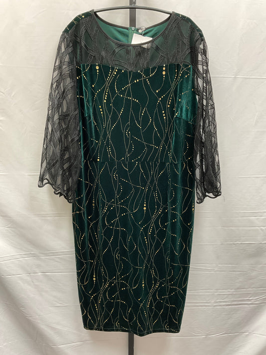 Black & Green Dress Casual Midi Clothes Mentor, Size 2x