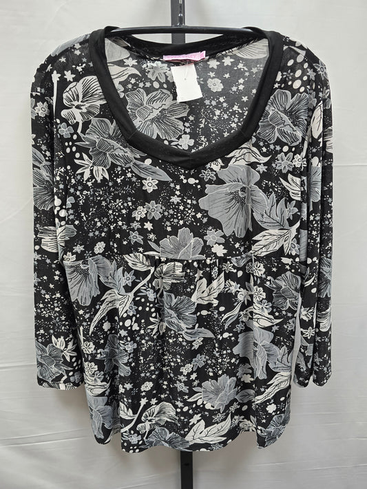 Floral Print Top Long Sleeve Everyday Comfort, Size 3x