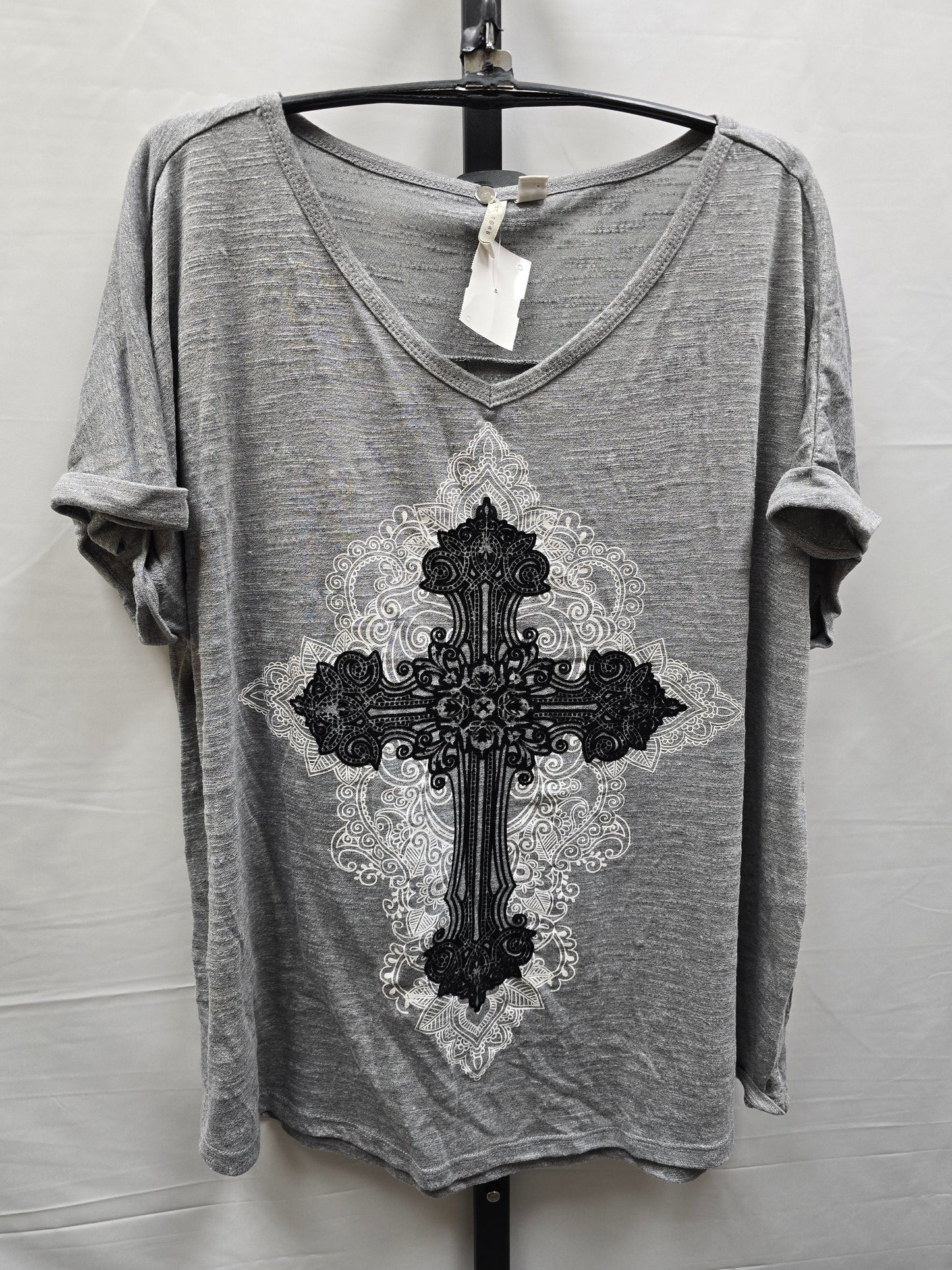 Black & Grey Top Short Sleeve Cato, Size L