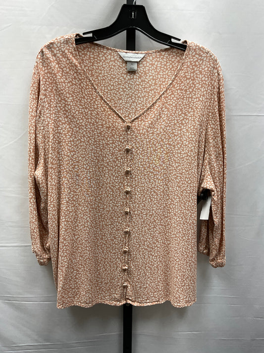 Tan Top Long Sleeve Christopher And Banks, Size Xl