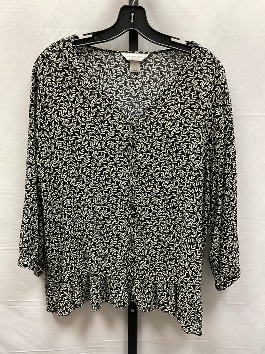 Black & Green Top Long Sleeve Christopher And Banks, Size Xl