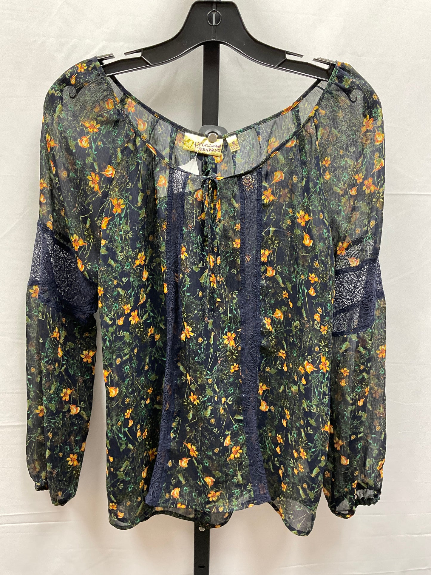 Floral Print Top Long Sleeve Vera Wang, Size M