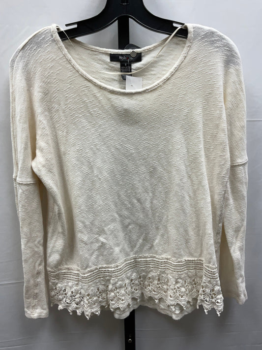 Top Long Sleeve By Style And Company In Cream, Size: S