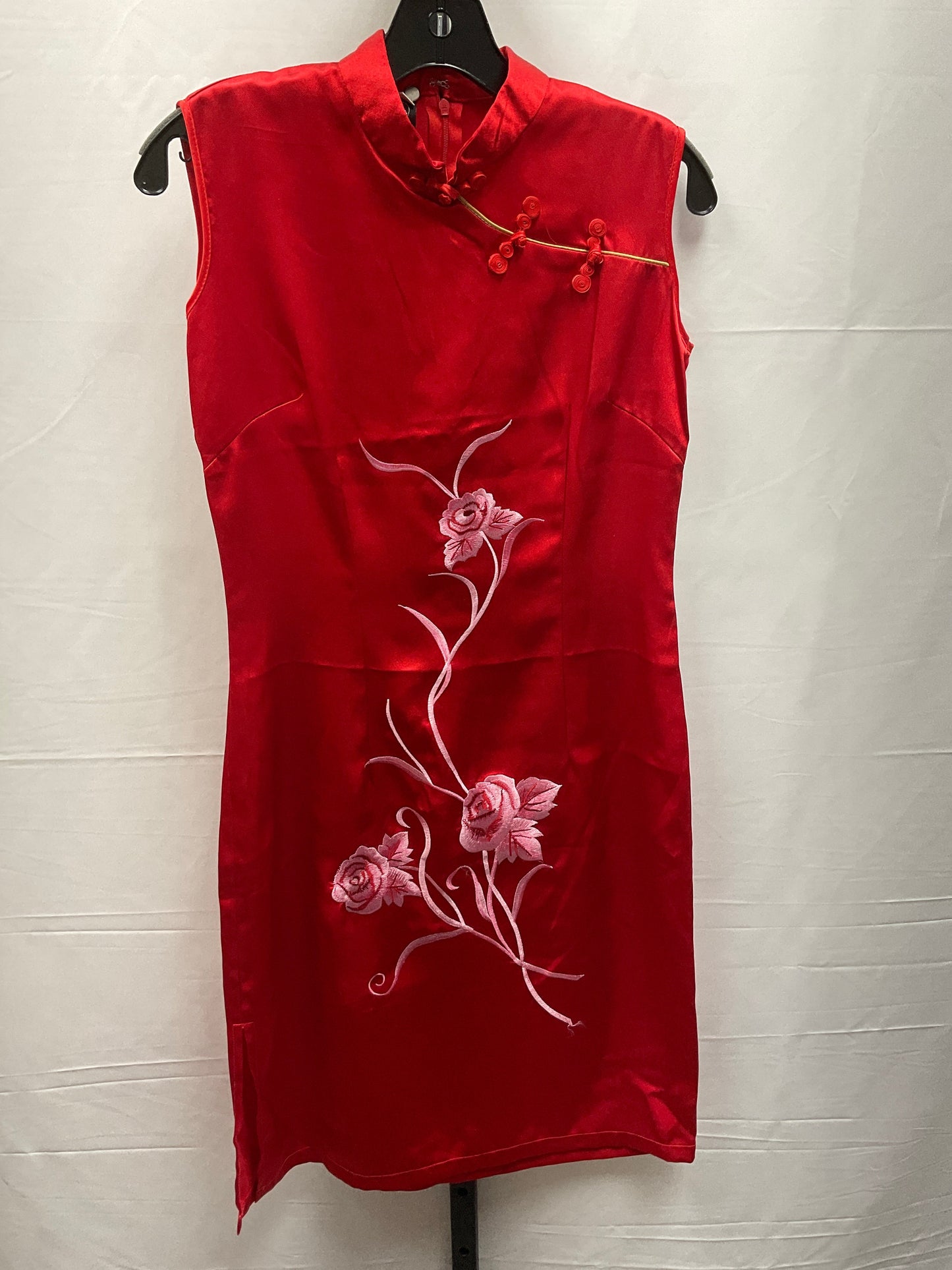 Red Dress Casual Midi Clothes Mentor, Size L