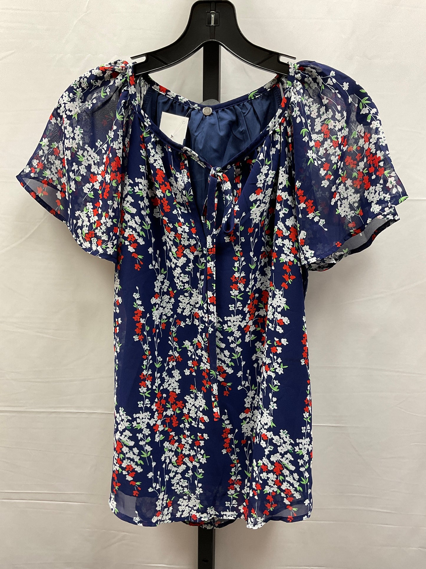 Floral Print Top Short Sleeve Clothes Mentor, Size S