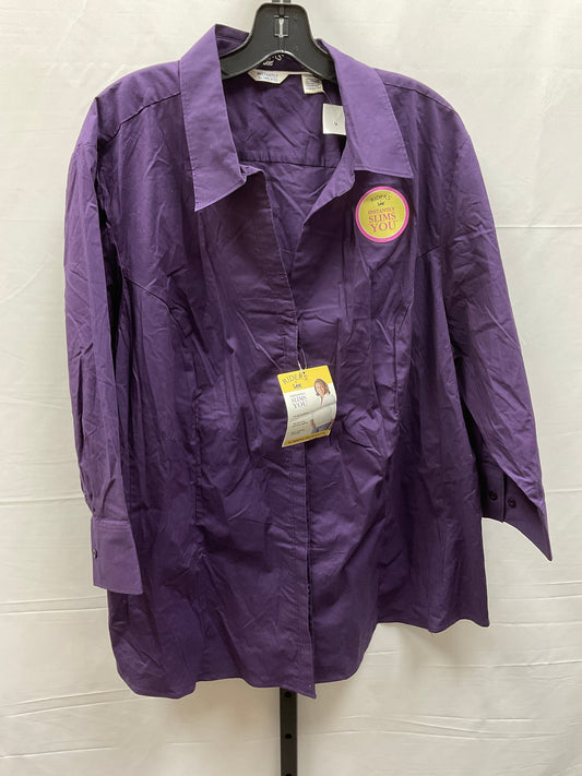 Top Long Sleeve By Riders In Purple, Size: 3x