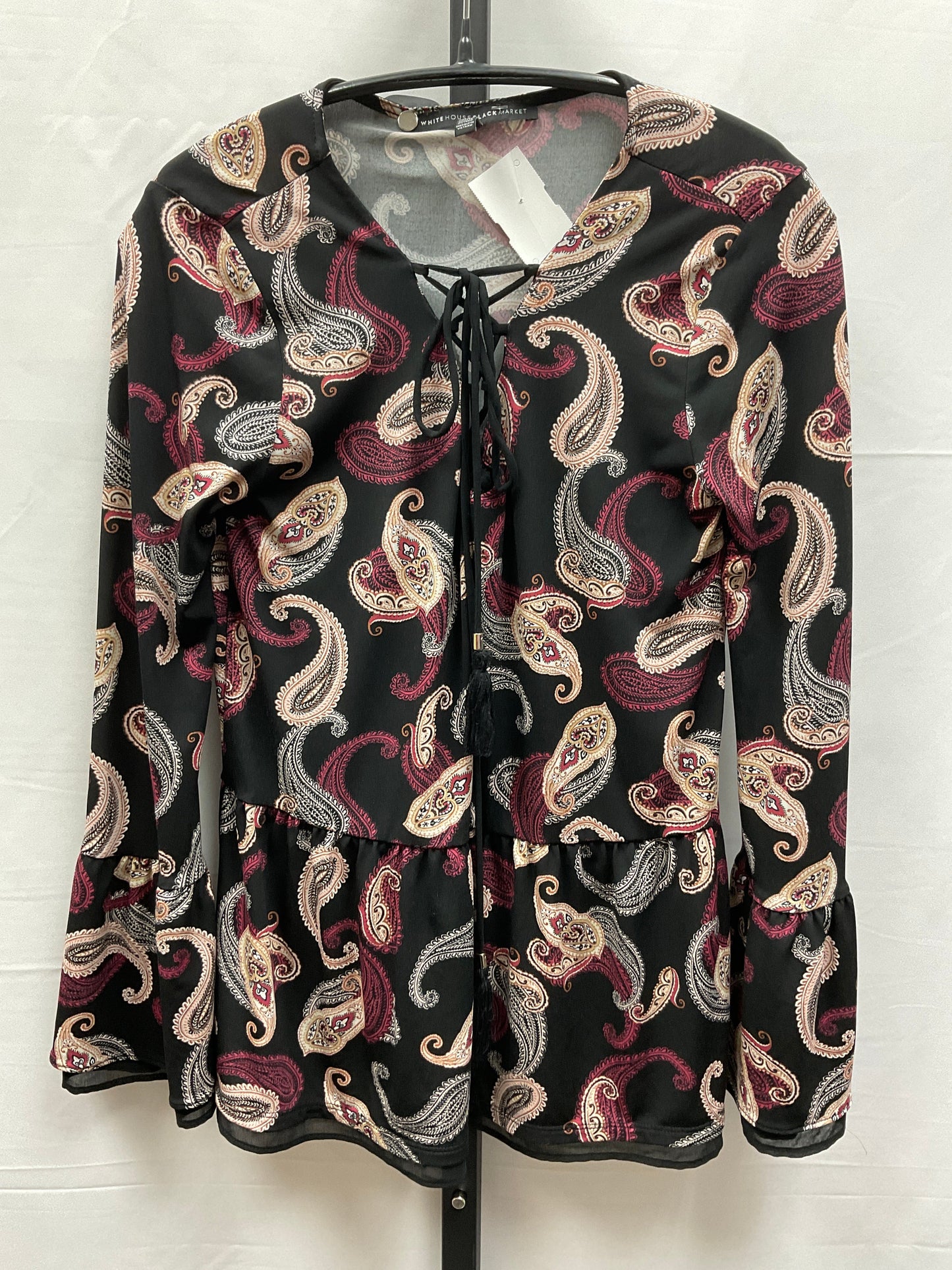 Top Long Sleeve By White House Black Market In Paisley Print, Size: Xxs