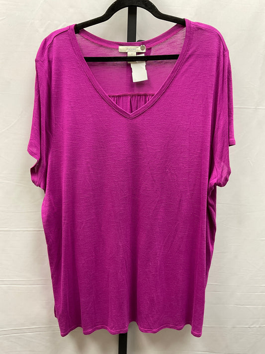 Top Short Sleeve Basic By Sejour In Purple, Size: 2x