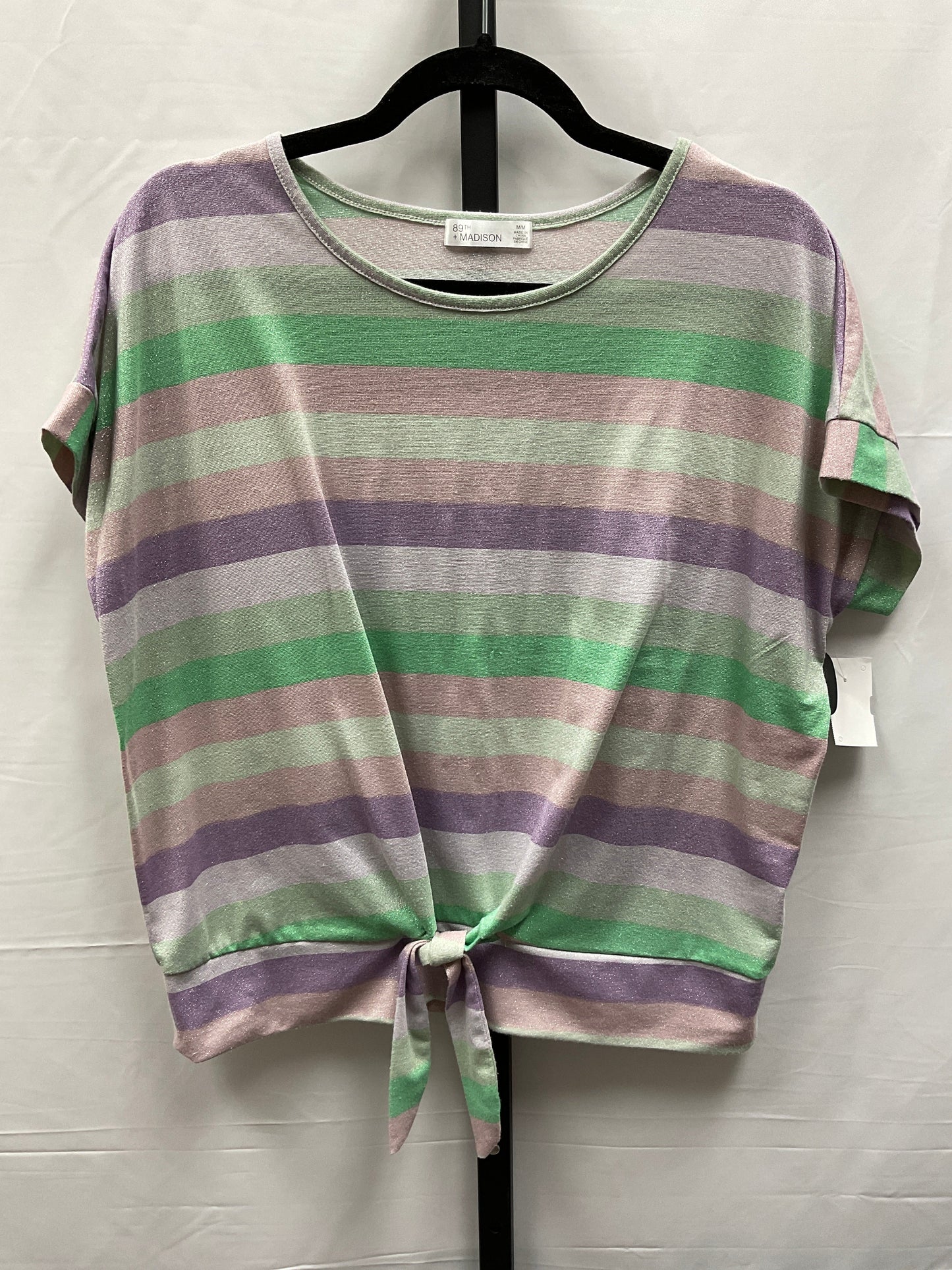 Striped Pattern Top Short Sleeve 89th And Madison, Size M