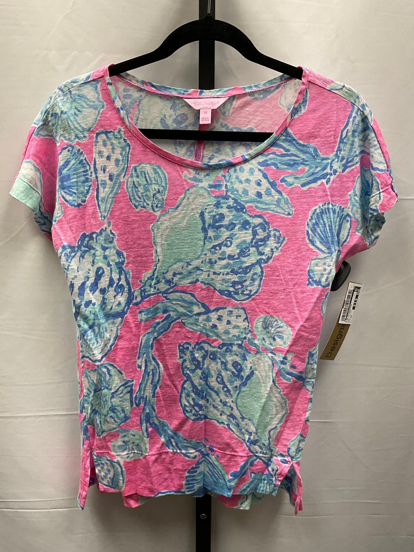 Blue & Pink Top Short Sleeve Designer Lilly Pulitzer, Size Xs