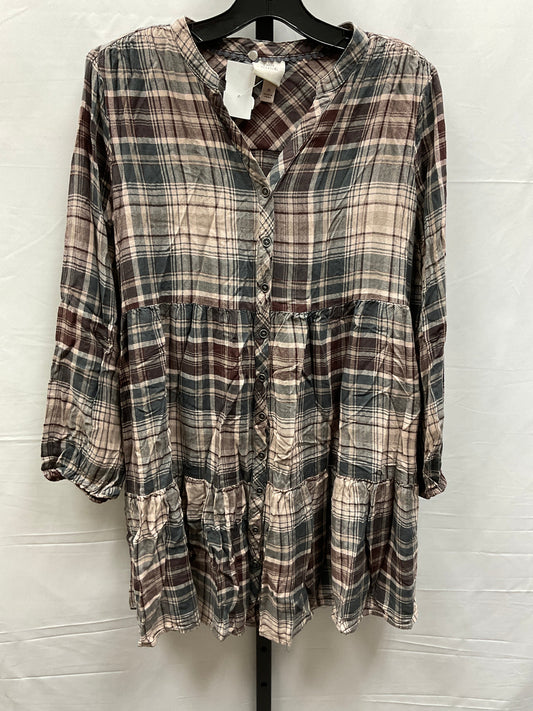 Dress Casual Midi By Knox Rose In Plaid Pattern, Size: M