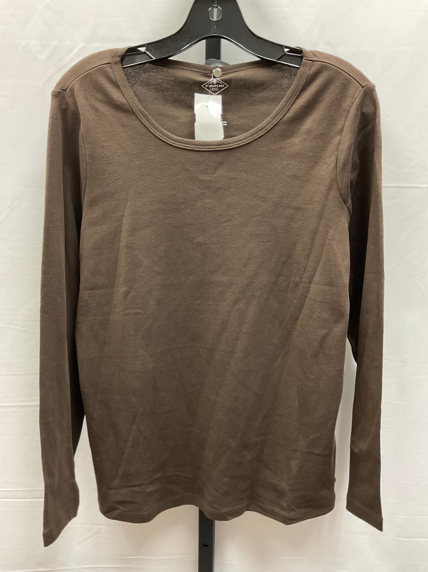 Brown Top Long Sleeve Basic St Johns Bay, Size L